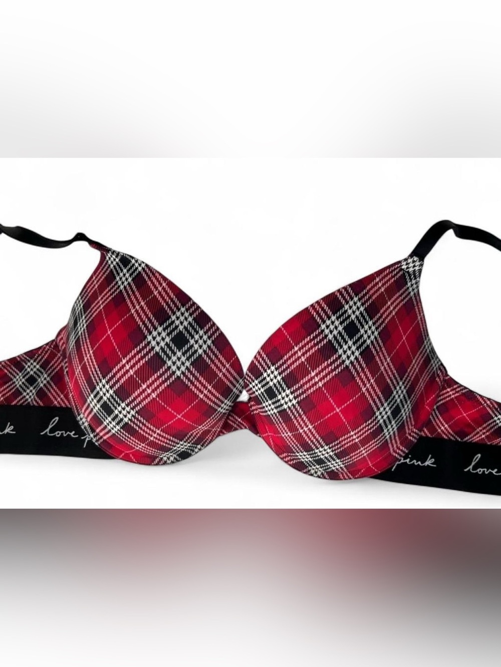 PINK Victoria's Secret Red Plaid Push-Up Bra